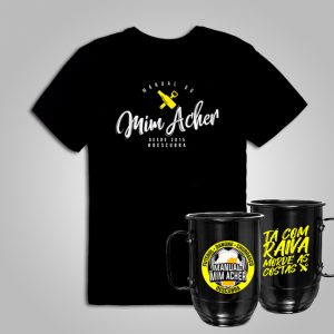 camiseta manual do mim acher e caneca manual do mim acher