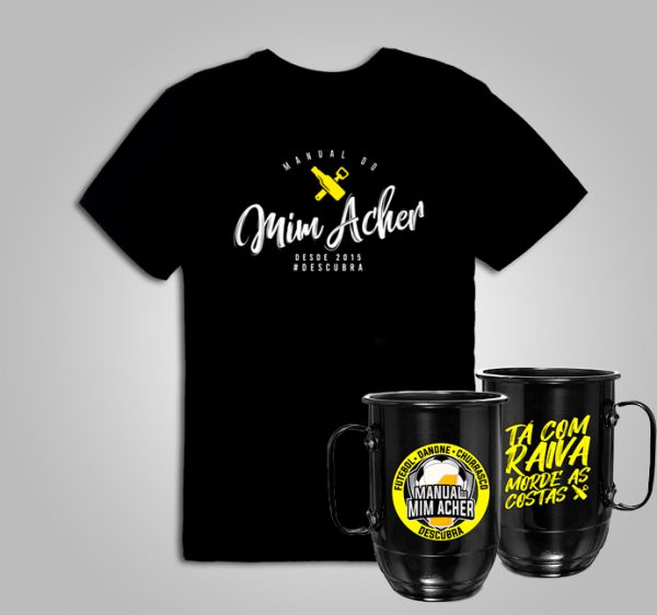 camiseta manual do mim acher e caneca manual do mim acher